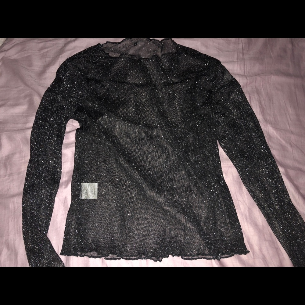 Brandy Melville See Through Sparkly Black Top